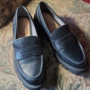 Crown Vintage Chunky Loafers, Black, Size 7